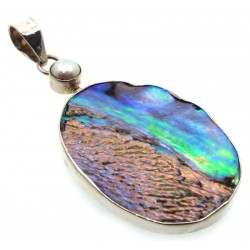 Paua Shell Indian Silver Pendant 03